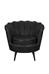красивое Низкое кресло ракушка Pearl Black V2 на черных ножках в интернет-магазине