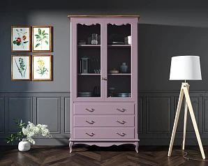 фото Шкаф "Leontina Lavanda" для посуды высокий 3 ящика арт ST9355/3L в интерьере
