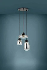 390299 Люстра диммируемая SARNARRA, 3X5,4W (LED), 2700K, 1530lm, ?465, сталь, черный/стекло, черный полупрозрачный в интернет-магазине