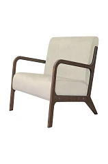 купить стильное Низкое кресло с деревянными подлокотниками Mody Beige бежевый в интернет-магазине