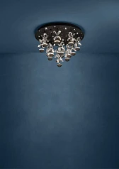 купить 390275 Люстра диммируемая PIANOPOLI 2, 15X1,8W (LED), 3000K, 3600lm, ?500, сталь, черный/переливающееся стекло, прозрачный