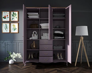 Шкаф Leontina Lavanda для одежды с ящиками арт ST9327/34L в интернет-магазине