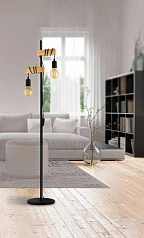 32919 Торшер с ножн. выкл. TOWNSHEND, 2х10W (E27), L205, B250, H1665, сталь, дерево, черный, коричне в интерьере