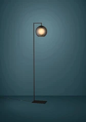 390254 Торшер с ножным выключателем ARANGONA, 1X40W (E27), H1715, сталь, черный/матовое стекло, серый