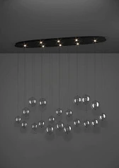 390344 Люстра диммируемая ESPARDELLO, 8X5,4W (LED), 3000K, 4080lm, L1480, B260, H2200, сталь, черный/стекло, прозрачный