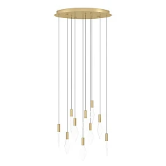 купить красивые 390359 Люстра диммируемая MIRADOR, 10X3W (LED), 3000K, 3400lm, ?580, сталь, латунь, золотой/пластик, прозрачный в интернет-магазине