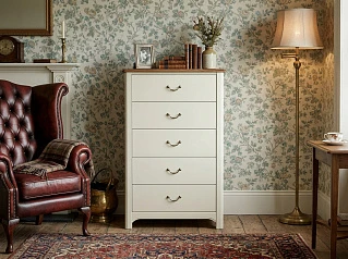 купить Бежевый комод "Оливия (Olivia)" высокий на 5 ящиков арт GA3005C