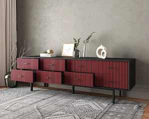 Комод с восемью ящиками "Emerson" арт EM03/red/L в интерьере