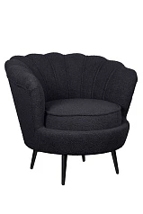 Низкое кресло ракушка Pearl Black Boucle на черных ножках в интернет-магазине