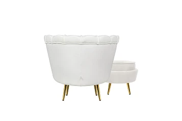 Кресло с пуфом ракушка Pearl Beige