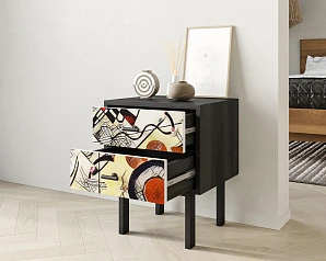 Тумбочка с двумя ящиками "Emerson" by Kandinsky арт EM16/Print_01 в интерьере