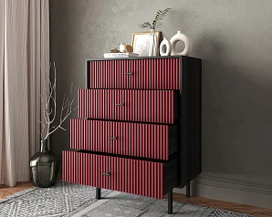 Комод вертикальный с четырьмя ящиками "Emerson" арт EM18/red/L в интернет-магазине