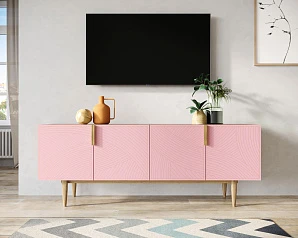 красивый Комод под TV с четыремя дверками "Line" LN06/GR1/pink