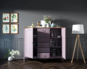 красивый Комод Leontina Lavanda с шестью ящиками и дверками арт ST9350L