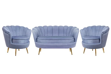 Комплект кресел и дивана ракушка Pearl Double Blue на заказ в интернет-магазине