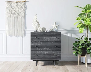 стильный Комод "Boho" 3 ящика с рыбами арт BH02 на заказ