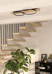 заказать 901716 Светодиодный потолочный светильник BOYAL, 2х12W(LED), 3400lm, сталь, дерево, черн., коричн, пластик, белый в интернет-магазине