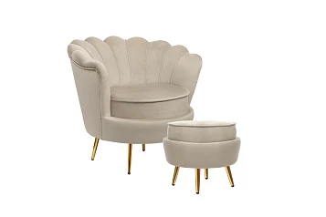 заказать Кресло с пуфом ракушка Pearl Taupe