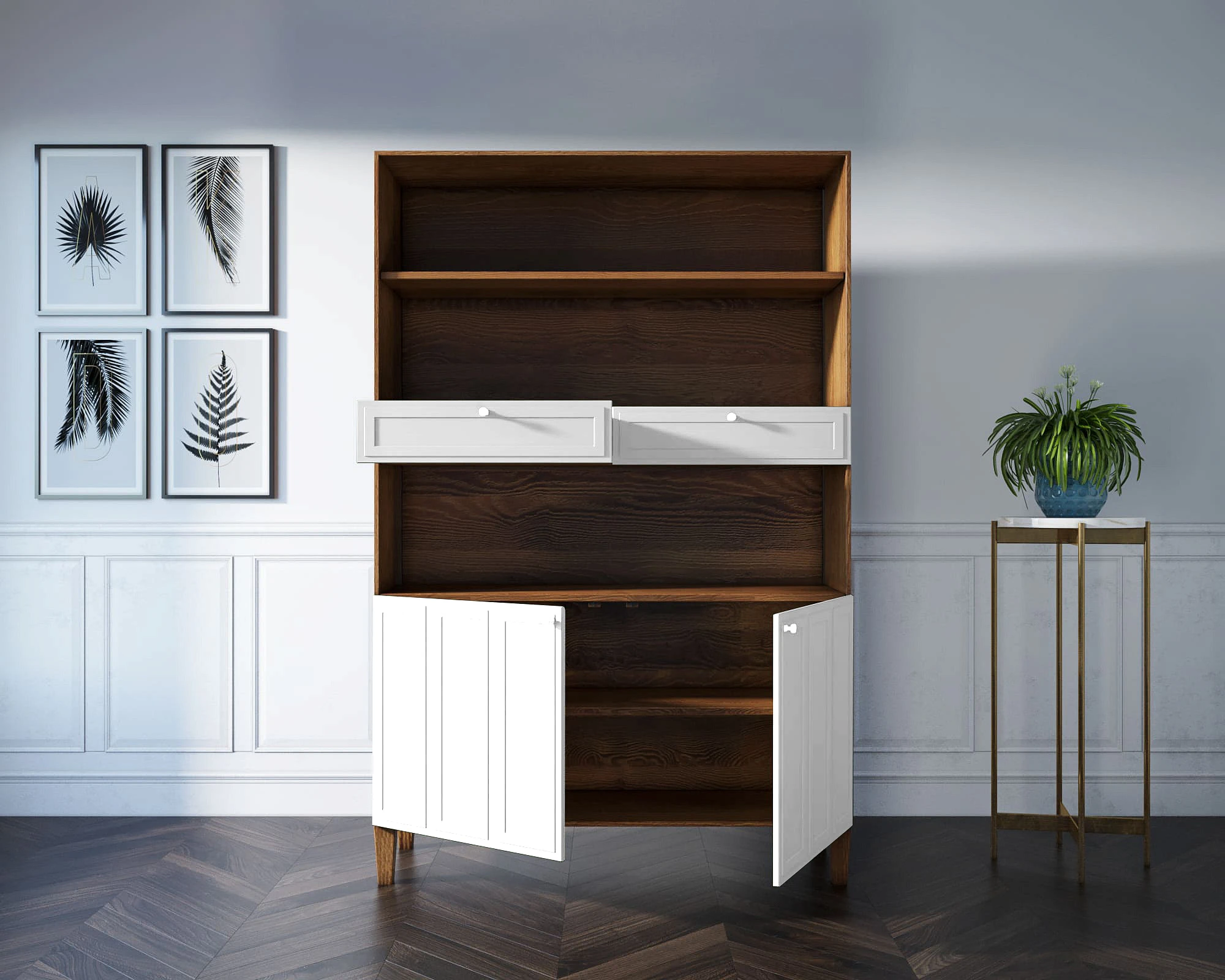 фото Стеллаж широкий двухстворчатый "Andersen" арт AN17WH