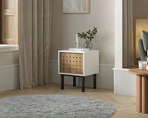 фото Тумбочка с дверкой  KOTO арт KT02 Белый в интерьере