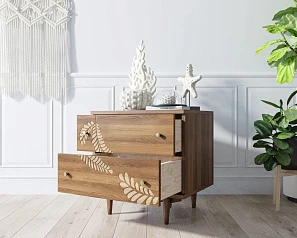 купить красивый Комод "Boho" 2 ящика с растением арт BH05 в интернет-магазине