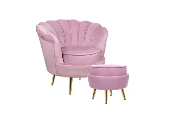 купить Кресло с пуфом ракушка Pearl Pink