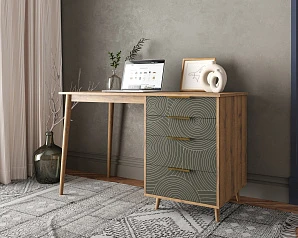 Стол рабочий "Line" одной тумбой R23/browngrey на заказ