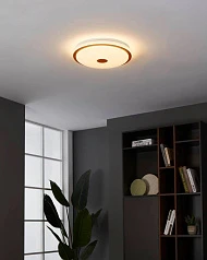 купить 900598 Настенно-потолочный светильник LANCIANO 1, LED 24W, 1900lm, H75, ?400, сталь, дерево, белый, коричневый/пластик с эффектом кристаллов, белый, х