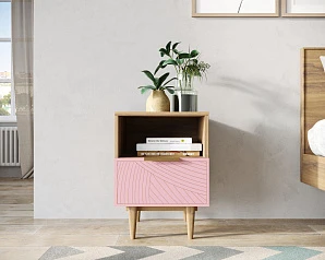 красивые Тумбочка с нижним ящиком "Line" LN09/GR1/pink в интернет-магазине