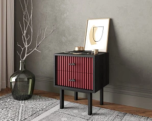 купить Тумбочка с двумя ящиками "Emerson" арт EM16/red/L в интернет-магазине