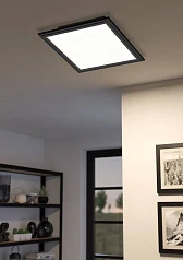 фото 900817 Потолочный светильник  SALOBRENA 1, 14W (LED), 4000K, 2000lm, L300, B300, H50, алюминий, сталь, черный / пластик, белый в интерьере