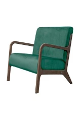 заказать стильное Низкое кресло с деревянными подлокотниками Mody Green V2 цвет зеленый