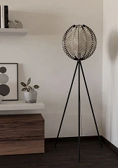 44009 Торшер WAVERTON, 1х40W (E27), H1430, ?400, сталь черный / текстиль, дерево, белый, черный в интернет-магазине