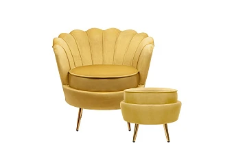 купить Кресло с пуфом ракушка Pearl Yellow