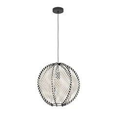 фото 44006 Подвесной светильник WAVERTON, 1х40W (E27), H1100, ?480, сталь черный / текстиль, дерево, белый, черный в интерьере