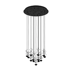 красивые 390277 Люстра диммируемая PIANOPOLI 2, 15X1,8W (LED), 3000K, 3600lm, ?500, сталь, черный/переливающееся стекло, прозрачный в интернет-магазине