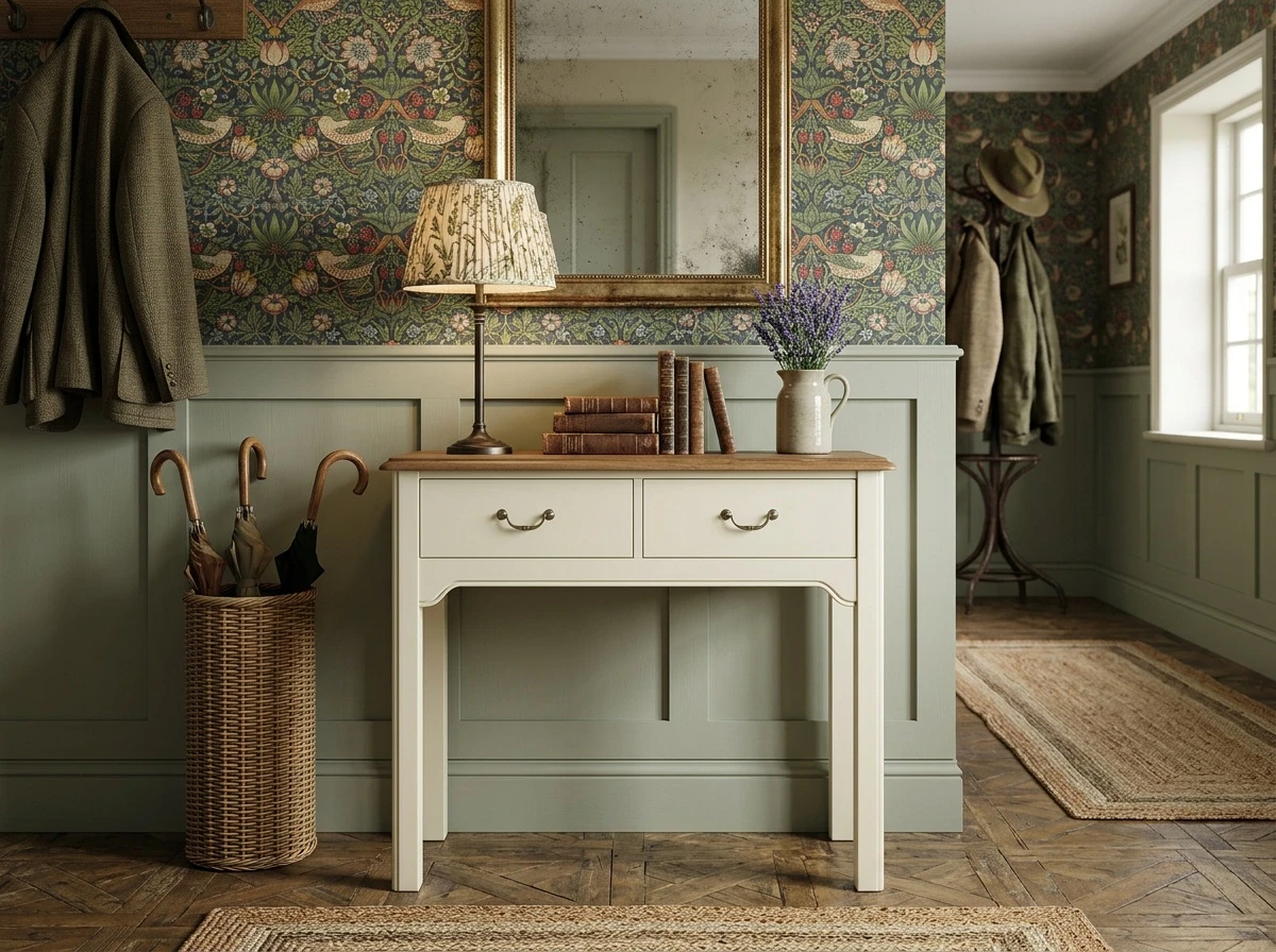 Бежевая консоль "Оливия (Olivia)" с 2 ящиками арт GA1006C в интерьере