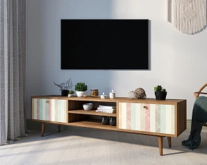 купить красивый Комод "Berber" с нишей низкий под TV принт 45 арт BB49/Print_45
