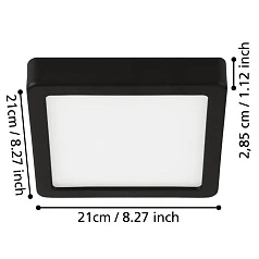 фото 900651 Накладной светильник FUEVA 5, 17W (LED), 3000K, IP44, L210, B210, H28, сталь, хром / пластик, белый