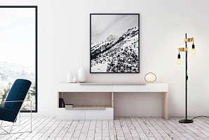 32919 Торшер с ножн. выкл. TOWNSHEND, 2х10W (E27), L205, B250, H1665, сталь, дерево, черный, коричне в интерьере