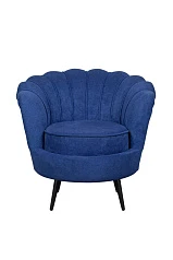 стильное Низкое кресло ракушка Pearl синий на черных ножках