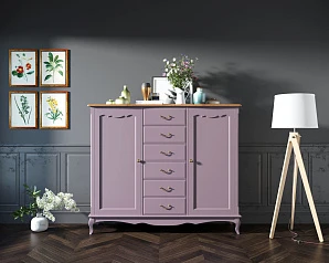 красивый Комод Leontina Lavanda с шестью ящиками и дверками арт ST9350L