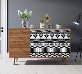 красивый Комод "Berber" с двумя дверками и ящиками 19 принт арт BB05/Print_19 на заказ