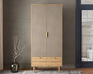 стильный Шкаф двухстворчатый  с ящиками "Line" R26/beige на заказ