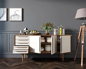купить красивый Комод "Bruni white" три дверки арт BR04WH