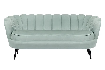 стильный Диван ракушка для гостиниц Pearl Triple Green на черных ножках на заказ
