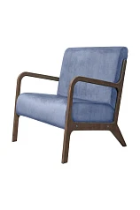 красивое Низкое кресло с деревянными подлокотниками Mody Sky цвет синий на заказ