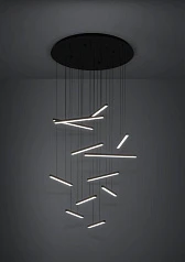 заказать 390351 Люстра диммируемая LINDOZA, 12X8,4W (LED), 3000K, 12000lm, ?780, сталь, черный/пластик, белый в интернет-магазине