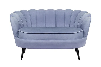Диван ракушка Pearl Double Blue на черных ножках в интерьере