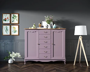 красивый Комод Leontina Lavanda с шестью ящиками и дверками арт ST9350L
